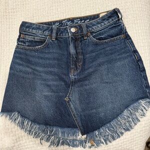 Denim Fringe Hem Skirt